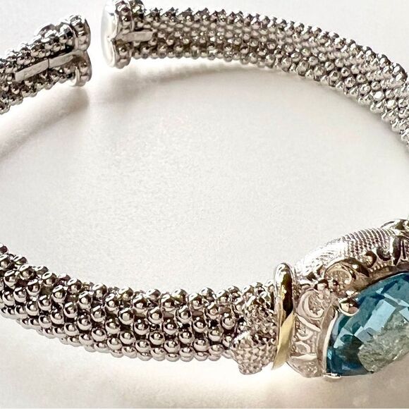 Phillip Gavriel renaissance Cushion Blue Topaz Cuff Bangle - Picture 3 of 15